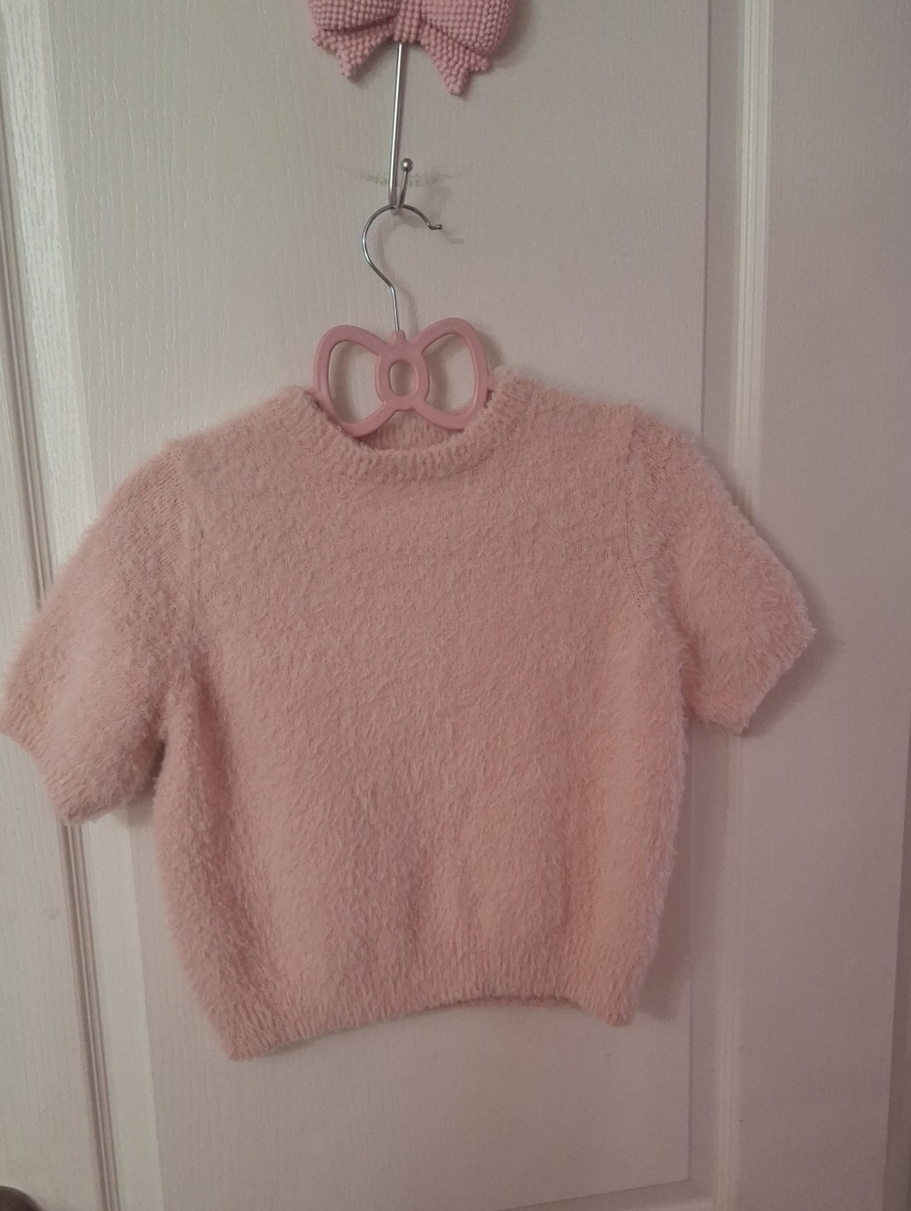 Hazel Moon Pink Fuzzy Cropped Sweater NWOT Size S